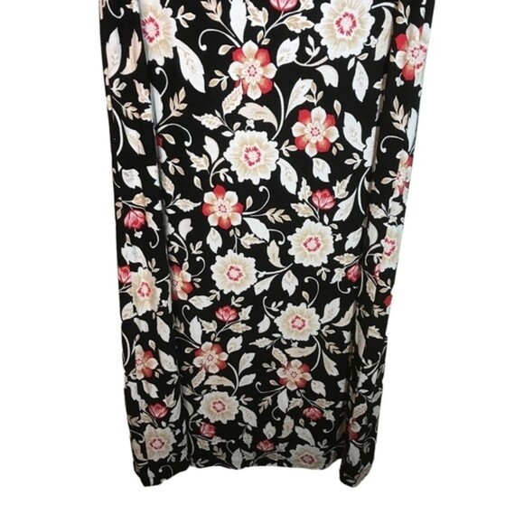 J Jill women’s sleeveless tank dress midi length size small tall black floral - Picture 3 of 11